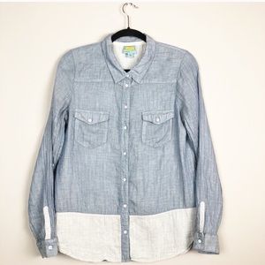 C&C chambray Swiss dot button down Medium
